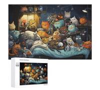 1000 PCS Jigsaw Puzzles for Teenagerss Nightmare Cat Gathering Jigsaw Puzzle Toy Wall Decor Difficult Hard Unique Birthday And Xmas Gifts 1000 PCS