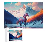 1000 PCS Jigsaw Puzzles for Teenagerss Painted Horse in Mountainous Landscape Jigsaw Puzzle Toy Wall Decor Difficult Hard Unique Birthday And Xmas Gifts 1000 PCS