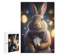 1000 PCS Jigsaw Puzzles for Teenagerss Rabbit in Tuxedo Holding Gold Egg Puzzle for Adults Relaxing Games Improve Memory Fun Activities at Home 1000 PCS