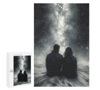1000 PCS Jigsaw Puzzles for Teenagerss Romantic Stargazing Under The Milky Way - Charcoal Art Adult Jigsaw Puzzle Family Games Improve Memory Help The Brain Exercise 1000 PCS