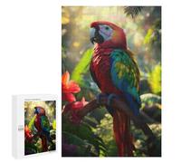 1000 PCS Jigsaw Puzzles for Teenagerss Scarlet Macaw Parrot in Jungle Jigsaws for Adults Hands-on Game Presents for Women Help The Brain Exercise 1000 PCS
