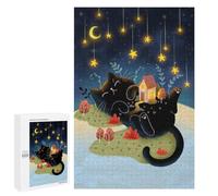 1000 PCS Jigsaw Puzzles for Teenagerss Sleeping Cat Under Starry Sky Puzzles for Adults DIY Toys Difficult Challenge Stress Reduction Gifts 1000 PCS
