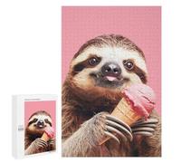 1000 PCS Jigsaw Puzzles for Teenagerss Sloth Eating Ice Cream Jigsaw for Adults Hands-on Game Difficult Hard Unique Birthday And Gifts 1000 PCS