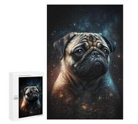 1000 PCS Jigsaw Puzzles for Teenagerss Space Pug Portrait Puzzle For Teenagerss Difficult Challenge Educational Challenge Family Fun & Game Night 1000 PCS