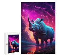 1000 PCS Jigsaw Puzzles for Teenagerss Synthwave Rhino Puzzles for Adults Brain Teaser Game Analysis And Logic Christmas Birthday Gifts 1000 PCS