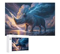 1000 PCS Jigsaw Puzzles for Teenagerss Thundering Rhino Stormscape Puzzles for Adults DIY Toys Difficult Challenge Stress Reduction Gifts 1000 PCS