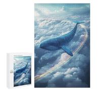 1000 PCS Jigsaw Puzzles for Teenagerss Whale Flying through Clouds with Rainbow Adult Jigsaw Puzzle Family Games Improve Memory Help The Brain Exercise 1000 PCS