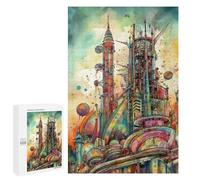 1000 PCS Jigsaw Puzzles for Teenagerss Whimsical Future Cityscape Jigsaws for Adults Relax Games Wall Decoration Help The Brain Exercise 1000 PCS