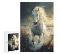 1000 PCS Jigsaw Puzzles for Teenagerss White Horse Galloping Through Water Puzzle for Adults Relaxing Games Improve Memory Fun Activities at Home 1000 PCS