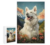 1000 PCS Jigsaw Puzzles for Teenagerss White Swiss Shepherd Dog in Mountain Meadow Adult Jigsaw DIY Toys Wall Art Deal As Gifts for The Whole Family 1000 PCS