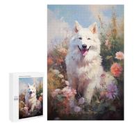 1000 PCS Jigsaw Puzzles for Teenagerss White Swiss Shepherd Dog Teenagers Puzzles Brain Teaser Game Enhance Memory Christmas Birthday Gifts 1000 PCS