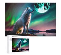 1000 PCS Jigsaw Puzzles for Teenagerss Wolf Gazing at Mystical Moon Jigsaw Puzzle Toy Wall Decor Difficult Hard Unique Birthday And Xmas Gifts 1000 PCS