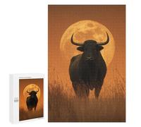 1000 PCS Jigsaw Puzzles Full Moon Bull Painting Adult Jigsaw Puzzles Enhance Memory Educational Challenge Toys Educational Games 1000 PCS