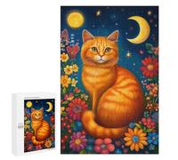 1000 PCS Jigsaw Puzzles Ginger Cat Garden Night Jigsaw Puzzles for Teenagers Stress Reliever Train Your Brain And Hands Learning Educational Toys 1000 PCS