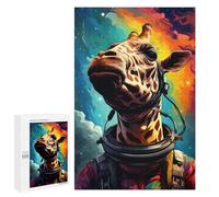 1000 PCS Jigsaw Puzzles Giraffe Astronaut Space Art-3 Adult Jigsaw Puzzles Enhance Memory Educational Challenge Toys Educational Games 1000 PCS