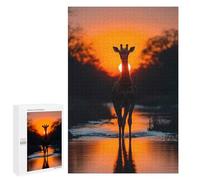 1000 PCS Jigsaw Puzzles- Giraffe Silhouette at Sunset Jigsaw for Adults Relaxing Games Staycation Kill Time Deal As Gifts for The Whole Family 1000 PCS