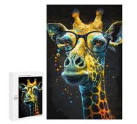 1000 PCS Jigsaw Puzzles Giraffe with Glasses Art Print-8 Jigsaw for Teenagerss Precision Cutting Fun Activities at Home Challenging Game And Family Play 1000 PCS