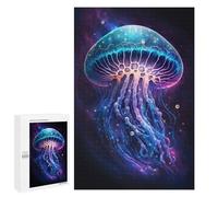 1000 PCS Jigsaw Puzzles- Glowing Jellyfish Art Print-1 Jigsaw for Adults Relaxing Games Staycation Kill Time Deal As Gifts for The Whole Family 1000 PCS