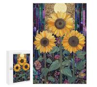 1000 PCS Jigsaw Puzzles Glowing Sunflower Garden Art Print Jigsaw Puzzles for Teenagers Stress Reliever Train Your Brain And Hands Learning Educational Toys 1000 PCS