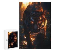 1000 PCS Jigsaw Puzzles Glowing Tiger in The Jungle Jigsaw for Teenagerss Precision Cutting Fun Activities at Home Challenging Game And Family Play 1000 PCS