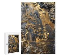 1000 PCS Jigsaw Puzzles- Golden Horizon Coastline Jigsaw for Adults Relaxing Games Staycation Kill Time Deal As Gifts for The Whole Family 1000 PCS