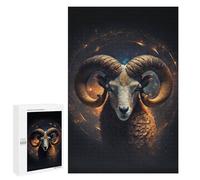 1000 PCS Jigsaw Puzzles Golden Horned Ram Portrait -1 Adult Jigsaw Puzzles Enhance Memory Educational Challenge Toys Educational Games 1000 PCS