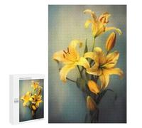 1000 PCS Jigsaw Puzzles Golden Lily Flower Jigsaw for Teenagerss Precision Cutting Fun Activities at Home Challenging Game And Family Play 1000 PCS