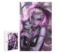 1000 PCS Jigsaw Puzzles Gothic Fairy Queen with Cat Adult Jigsaw Puzzles Enhance Memory Educational Challenge Toys Educational Games 1000 PCS