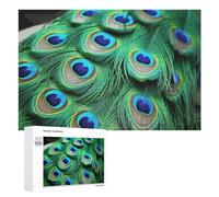 1000 PCS Jigsaw Puzzles Green Peacock Feather Wooden Puzzle Personalized Picture Puzzle Family Decoration Puzzles for Adults Challenging Puzzle Family Wedding Graduation Present