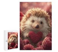 1000 PCS Jigsaw Puzzles Hedgehog with Heart And Berries Adult Jigsaw Puzzles Enhance Memory Educational Challenge Toys Educational Games 1000 PCS
