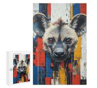 1000 PCS Jigsaw Puzzles- Hyena Portrait with Abstract Background Jigsaw for Adults Relaxing Games Staycation Kill Time Deal As Gifts for The Whole Family 1000 PCS