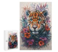 1000 PCS Jigsaw Puzzles Jaguar in Flowers Jigsaw for Teenagerss Precision Cutting Fun Activities at Home Challenging Game And Family Play 1000 PCS