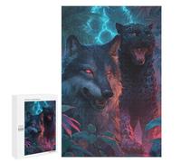 1000 PCS Jigsaw Puzzles Jungle Roar Wolf Vs. Panther Adult Jigsaw Puzzles Enhance Memory Educational Challenge Toys Educational Games 1000 PCS
