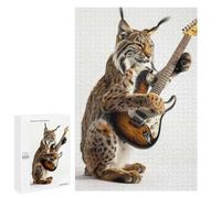 1000 PCS Jigsaw Puzzles Lynx Guitar Jigsaw for Adults Fun Games Perfect Decoration Unique Gifts for Birthday And Christmas 1000 PCS