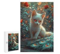 1000 PCS Jigsaw Puzzles Magical Fox with Peacock Tail Adult Jigsaw Puzzles Enhance Memory Educational Challenge Toys Educational Games 1000 PCS