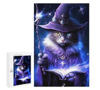 1000 PCS Jigsaw Puzzles- Magical Wizard Cat Art Print Jigsaw for Adults Relaxing Games Staycation Kill Time Deal As Gifts for The Whole Family 1000 PCS