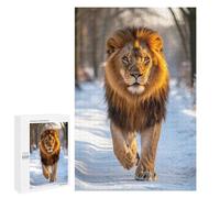 1000 PCS Jigsaw Puzzles Majestic Lion Walking in Winter Forest Jigsaw for Teenagerss Precision Cutting Fun Activities at Home Challenging Game And Family Play 1000 PCS