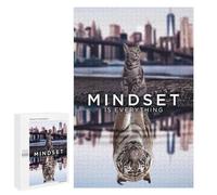 1000 PCS Jigsaw Puzzles Mindset Is Everything Cat Jigsaw for Teenagerss Precision Cutting Fun Activities at Home Challenging Game And Family Play 1000 PCS