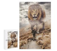 1000 PCS Jigsaw Puzzles- Mindset Lion Vs Man Jigsaw for Adults Relaxing Games Staycation Kill Time Deal As Gifts for The Whole Family 1000 PCS