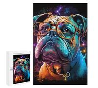 1000 PCS Jigsaw Puzzles Neon Bulldog Glasses Art Print -2 Jigsaw for Teenagerss Precision Cutting Fun Activities at Home Challenging Game And Family Play 1000 PCS