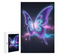 1000 PCS Jigsaw Puzzles Neon Butterfly in Space Jigsaw Puzzles for Teenagerss But Fun And Humorous Every Piece Is Unique - Learning Educational Toys 1000 PCS