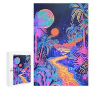 1000 PCS Jigsaw Puzzles Neon Tropical Night Scene Puzzles for Teenagers Enhance Memory Difficult And Challenge Brainteaser Family Games 1000 PCS