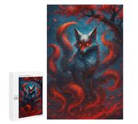 1000 PCS Jigsaw Puzzles Nine-tailed Fox in Red And Blue Jigsaw for Teenagerss Precision Cutting Fun Activities at Home Challenging Game And Family Play 1000 PCS