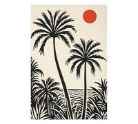 1000 PCS Jigsaw Puzzles- Palm Tree Sunset Silhouette Teenagers Puzzles Relaxing Games Improve Memory Deal As Gifts for The Whole Family 1000 PCS