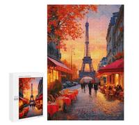 1000 PCS Jigsaw Puzzles Parisian Café Sunset Puzzles for Teenagers Enhance Memory Difficult And Challenge Brainteaser Family Games 1000 PCS