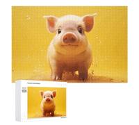 1000 PCS Jigsaw Puzzles Piggy is Jumping Wooden Puzzle Personalized Picture Puzzle Family Decoration Puzzles for Adults Challenging Puzzle Family Wedding Graduation Present