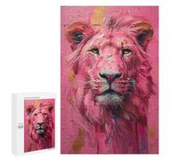 1000 PCS Jigsaw Puzzles Pink Lion Abstract Painting Jigsaws for Adults Puzzle For Family Fun Difficult And Challenge Educational Family Game 1000 PCS