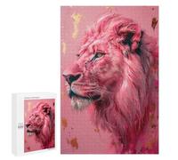 1000 PCS Jigsaw Puzzles Pink Lion Art Print-3 Puzzles for Teenagers Enhance Memory Difficult And Challenge Brainteaser Family Games 1000 PCS