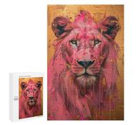 1000 PCS Jigsaw Puzzles Pink Lion Art Print-4 Puzzles for Teenagers Enhance Memory Difficult And Challenge Brainteaser Family Games 1000 PCS