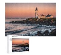 1000 PCS Jigsaw Puzzles Portland River Lighthouse Sunrise Wooden Puzzle Personalized Picture Puzzle Family Decoration Puzzles for Adults Challenging Puzzle Family Wedding Graduation Present